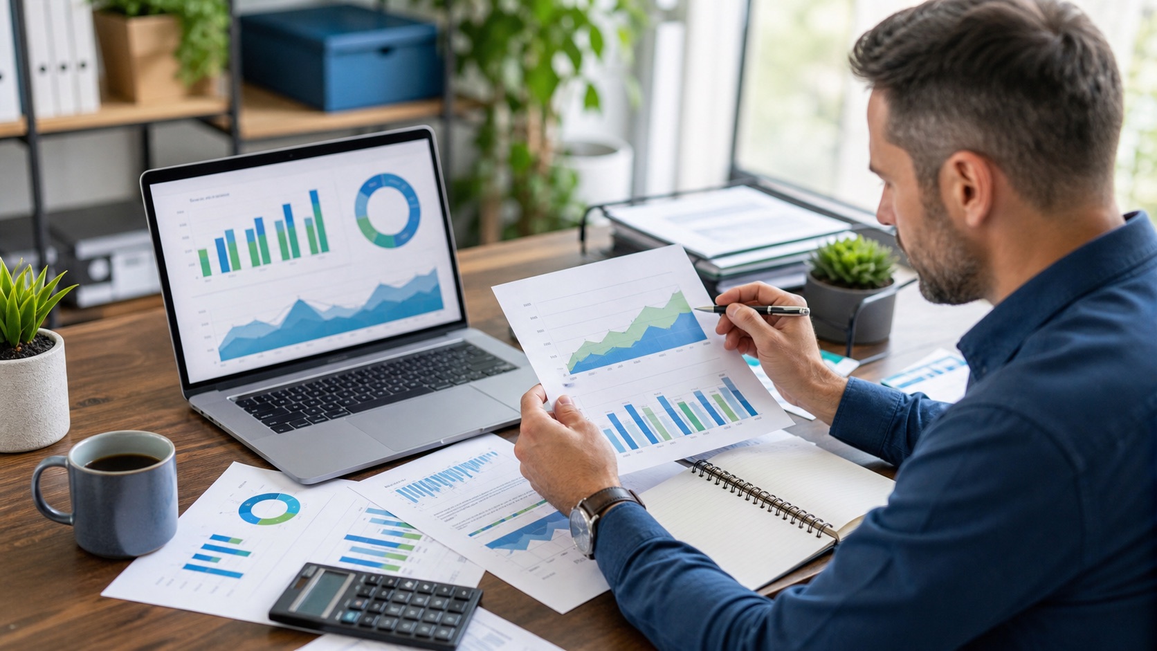Business owner reviewing cash flow charts before applying for funding